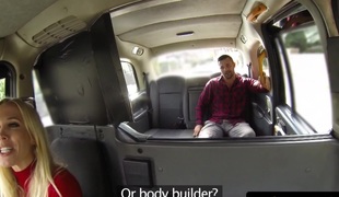 Bigtitted cabbie fucked into ass on car backseat